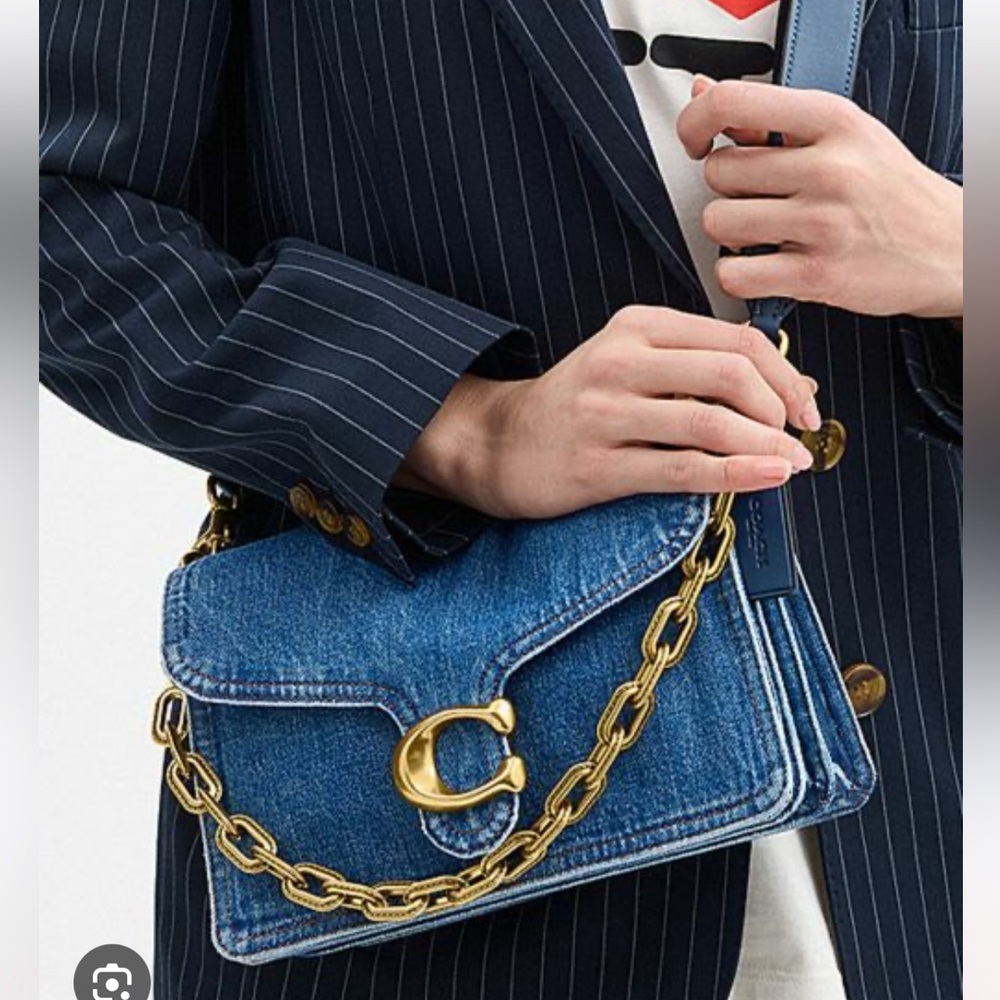 Coach Denim Shoulder Bag with Gold C Hardware - Picture 3 of 15